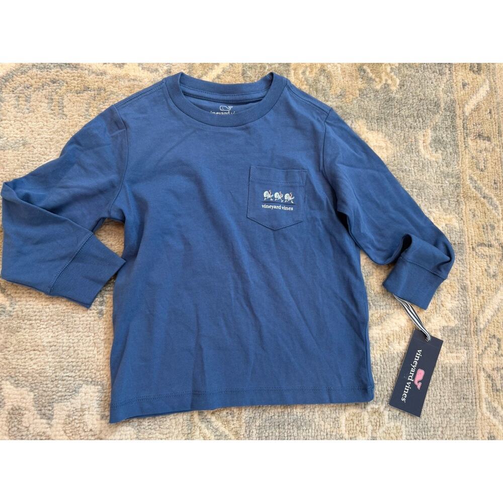 vineyard vines long sleeve t shirt Blue Turkey Trot 3T NWT
